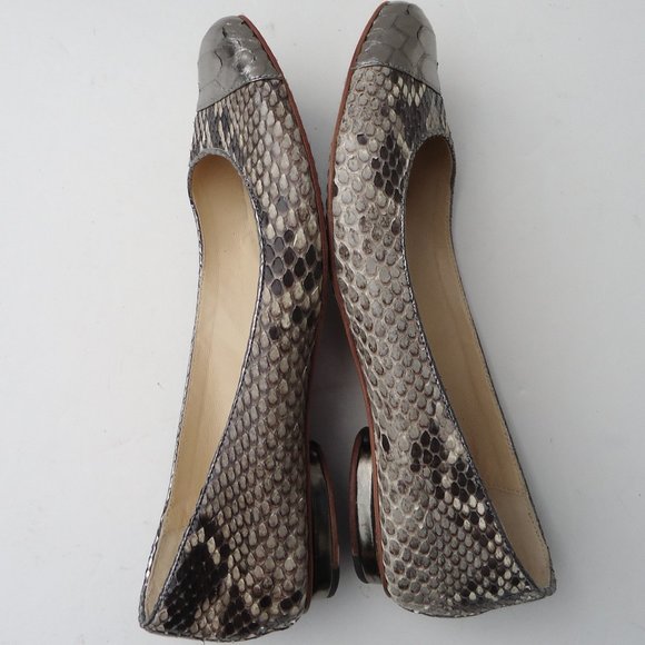 SIZE 8. Alexandre Birman python leather flat shoes. - Picture 6 of 16
